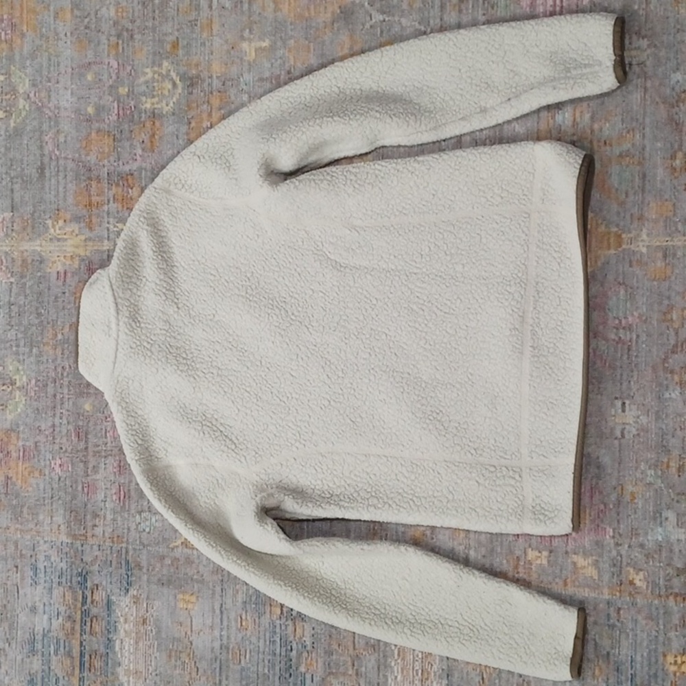 Patagonia Cream Sherpa Half-Zip Pullover with Brown Trim - Picture 5 of 7